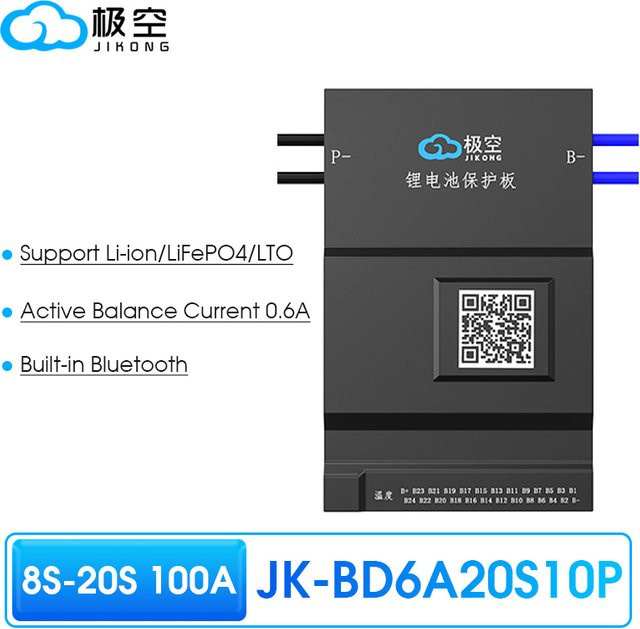 JIKONG JK BMS BD6A24S10P Batteriemanagementsystem mit Active Balance Board für Li-Ion und LiFePO4 Batterien in Schwarz - Bild 1