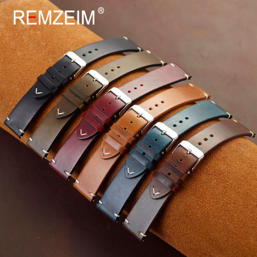 REMZEIM Uhrenarmband Leder, Retro, Unisex - Bild 1