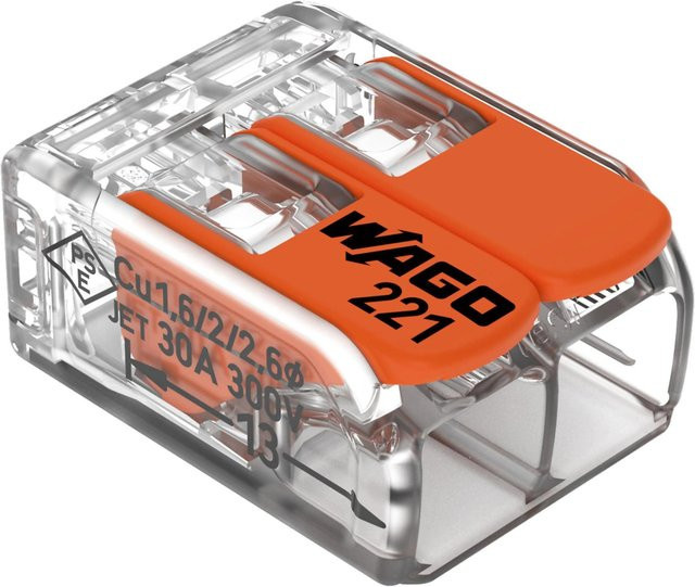 Wago Hebelklemme Compact 221-612 2-polig 0,5-6 mm² transparent 5 Stück - Bild 1