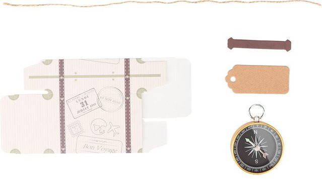 20 Stück TOMTOP JMS Hochzeitsgeschenkboxen aus Kraftpapier in Beige mit Kompass und Goldanhängern für Reise-Gastgeschenke - Bild 1