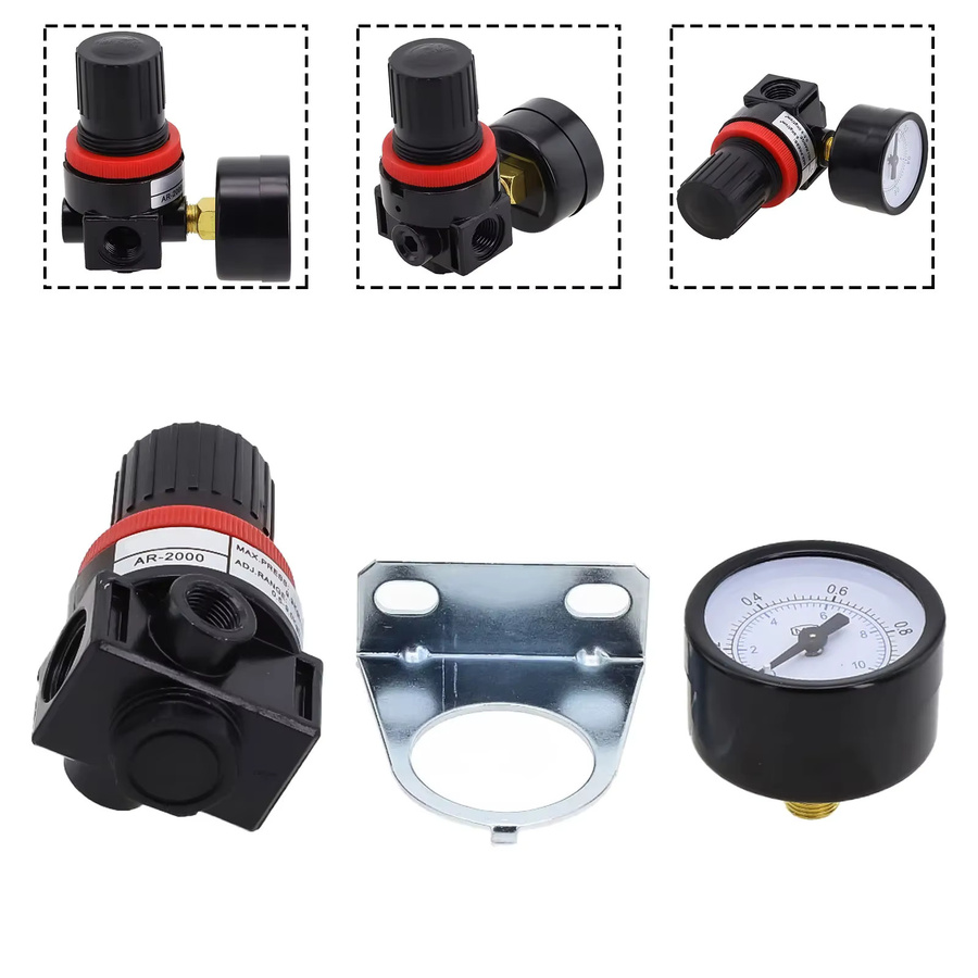 Druckregler mit Manometer für Luftkompressoren von LEENKEA in Schwarz mit 1/8 Zoll NPT Innengewinde und 1/4 Zoll NPT Anschluss - Bild 5