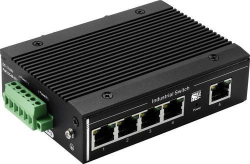 Tru Components TC-XL-205GP Industrial Ethernet Switch mit 1+4 Ports, 10/100/1000 Mbit/s, PoE-Funktion, Schwarz - Bild 1
