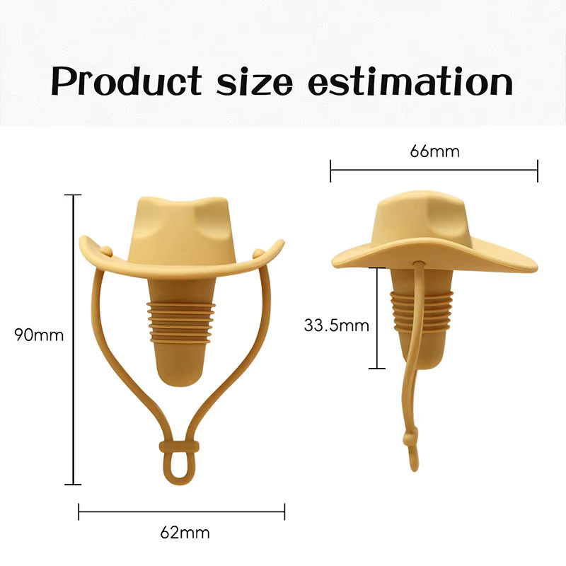 PGY Cowboy Hut Wein Stopper Set aus Silikon für Wein und Champagner - Bild 2