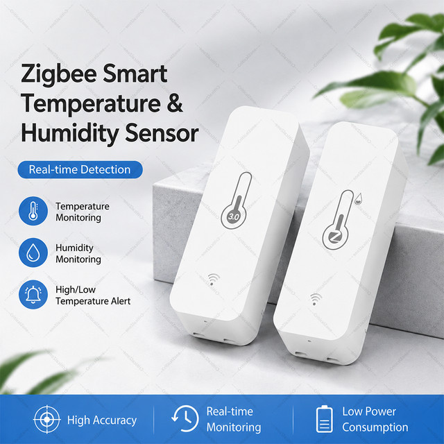 Zigbee Temperatursensor für Smart Home IoT-Geräte in Weiß, kompatibel mit Yandex Alexa, Home Assistant, Zigbee2mqtt und SmartLife Tuya - Bild 1