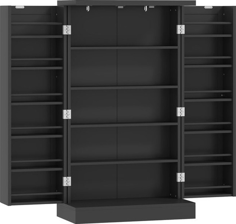HOMCOM Küchenschrank Schwarz mit 2 Türen und 12 Gewürzfächern, Moderner Vorratsschrank mit verstellbaren Regalen für Küche, Esszimmer oder Wohnzimmer, Höhe: 104 cm