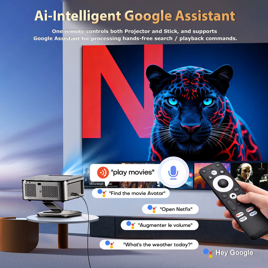 XIWBSY 4K Google TV Projektor mit Android 11.0, 42000 Lumen Smart Videoprojektor mit WiFi6 und Bluetooth 5.4 für dein Heimkino - Bild 3