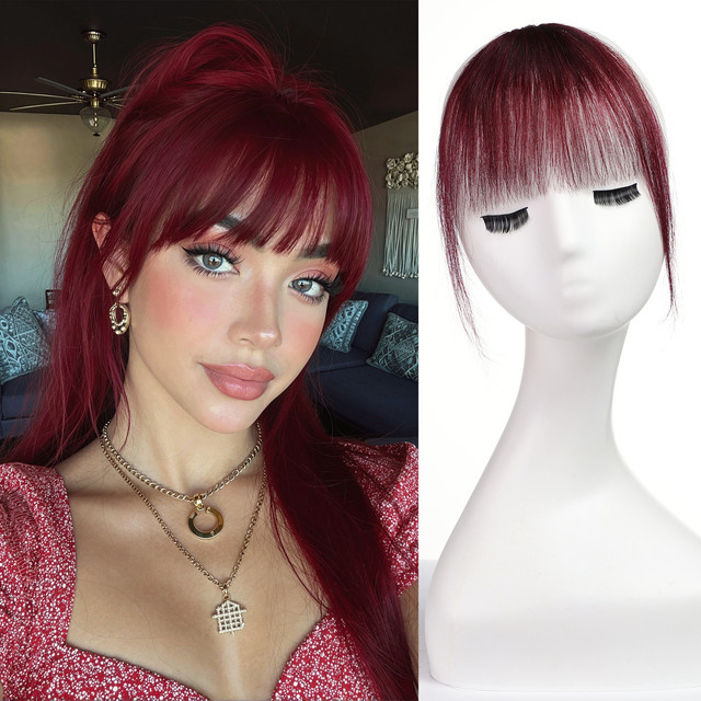 HAIRCUBE Echthaar-Pony Clips, Weinrot Ombre, Damen - Bild 1