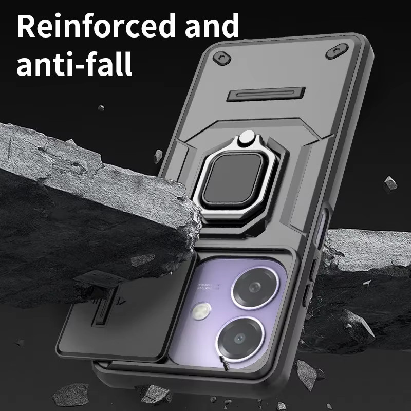 Robuste Schutzhülle für OPPO A40 4G A40M A60 A80 5G A3 Pro A3x mit magnetischem Ring und Standfunktion in Schwarz - Bild 4