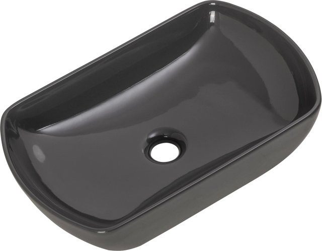 Fackelmann Aufsatzwaschbecken New York aus Keramik, oval, Grau, B/T/H: 50 x 31 x 12,5 cm - Bild 1