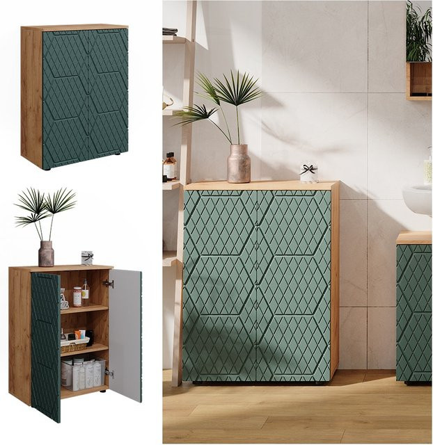 Vicco Badschrank Irma Eiche Grün Gold B/H: 60 x 81 cm - Bild 1