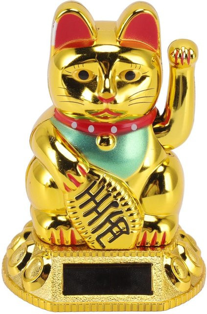 Solar Glückskatze Ornament mit Lichtinduktion und winkendem Arm als japanische Statue für dein Zuhause, Auto oder Büro - Bild 1