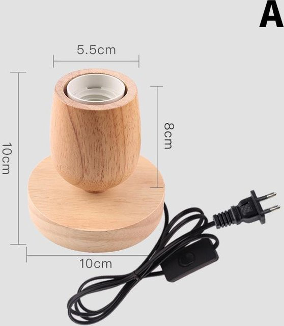 WonderfulBuying Retro Holz Tischlampe in Braun mit E27 Fassung für Schreibtisch und Nachttisch - Bild 1