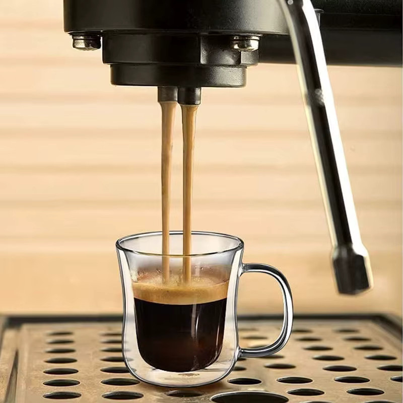 YWDL Doppelwandige Glas-Espressotassen Set, transparente Kaffeetassen mit Henkel für heiße und kalte Getränke - Bild 4
