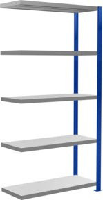 Schulte Anbauregal Steckregal MULTIplus330 mit 5 Fachböden und Kreuzstrebe, Farbe: Enzianblau/Verzinkt, B/T/H: 200 x 100 x 40 cm - Bild 1