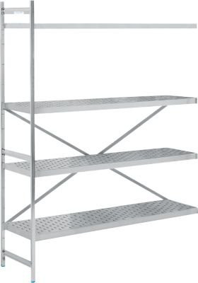 Köhler Regalsystem Anbauregal aus Edelstahl in Silber mit gelochtem Boden, H 200 cm x B 147,5 cm x T 50 cm - Bild 1