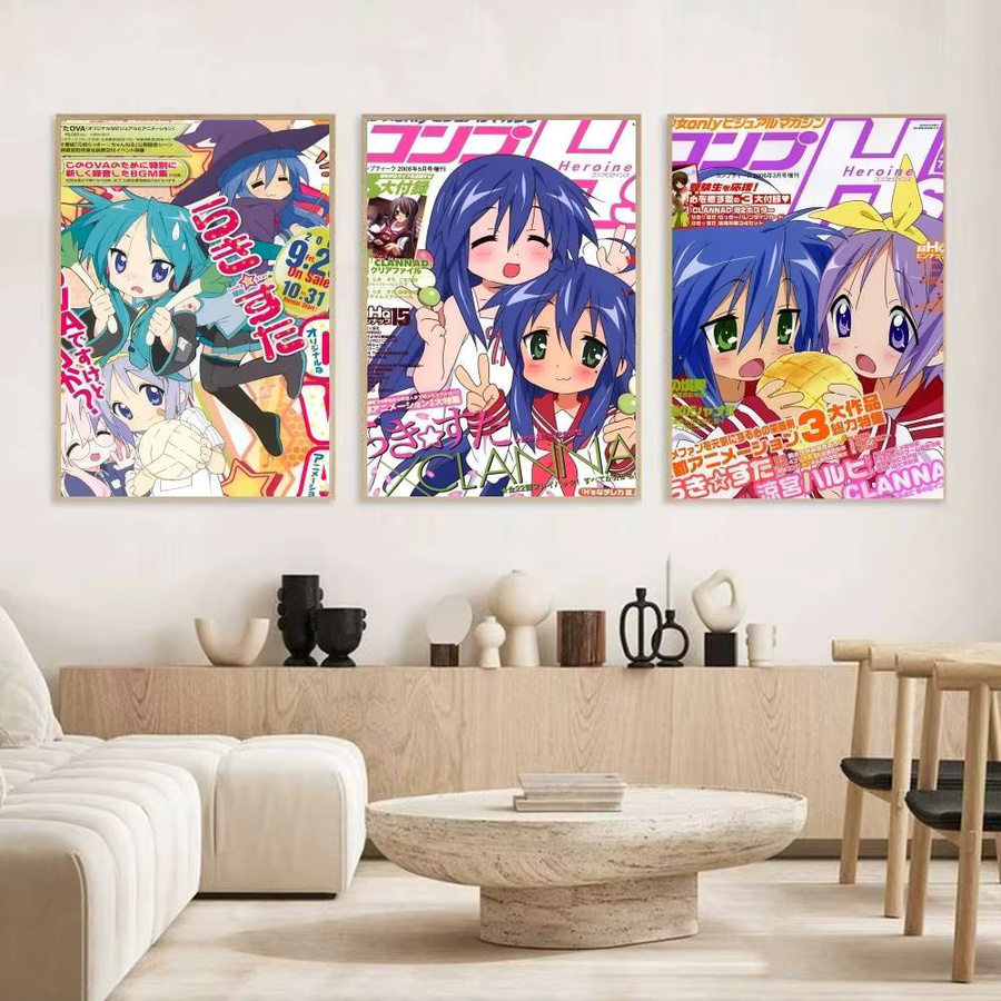 Selbstklebender Anime L-Lucky Star Kawaii Papierdruck für deine Wandgestaltung in Mehrfarben - Bild 2