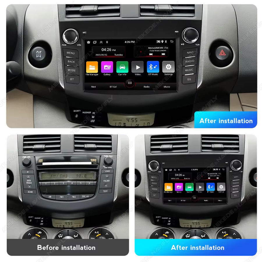 STRONGNAVI Carplay+ Multimedia Autoradio mit 7 Zoll Display für Toyota RAV4 2006-2012, GPS-Navigation, FM Audio, 2 Din Stereo-Headunit, Schwarz - Bild 2