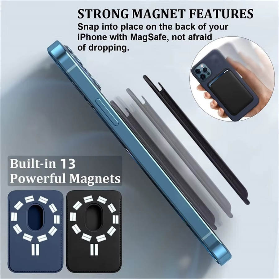 Magnetische Leder Brieftasche mit MagSafe Kartenhalter für iPhone 16 15 14 13 12 Pro Max und Samsung S24 Ultra in Lila - Bild 2