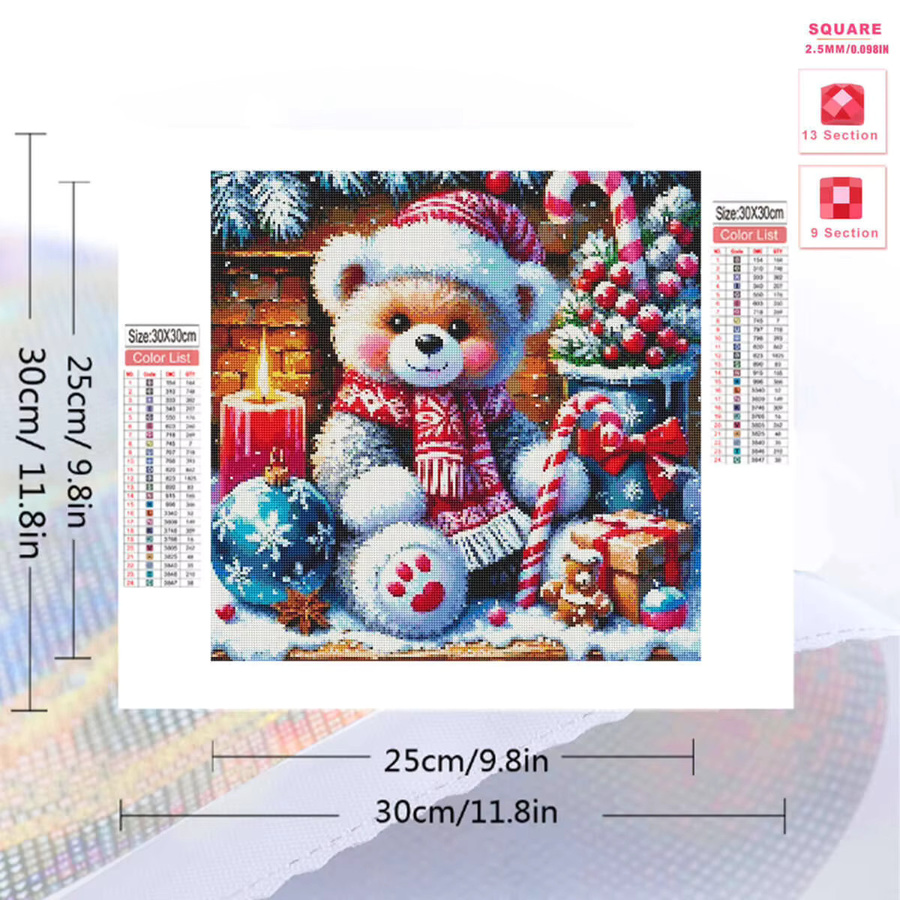 Evershine 5D DIY Diamant Stickerei Bär Malerei als Cartoon Tier Mosaik Set in Multicolour, B/B/H: 20 x 20 x 20 cm - Bild 2
