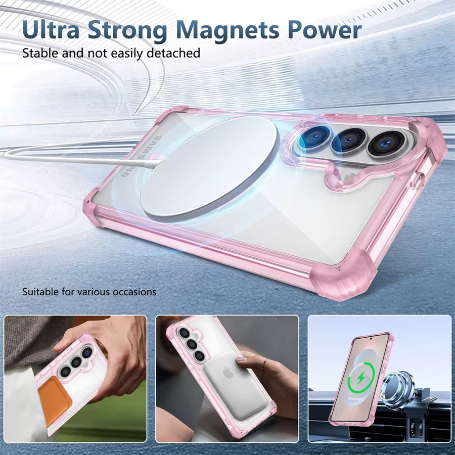 Stoßfeste transparente magnetische Hülle mit Airbag-Ecken für Samsung Galaxy S26 S25 S24 S23 S22 S21 Ultra Plus FE - Bild 2