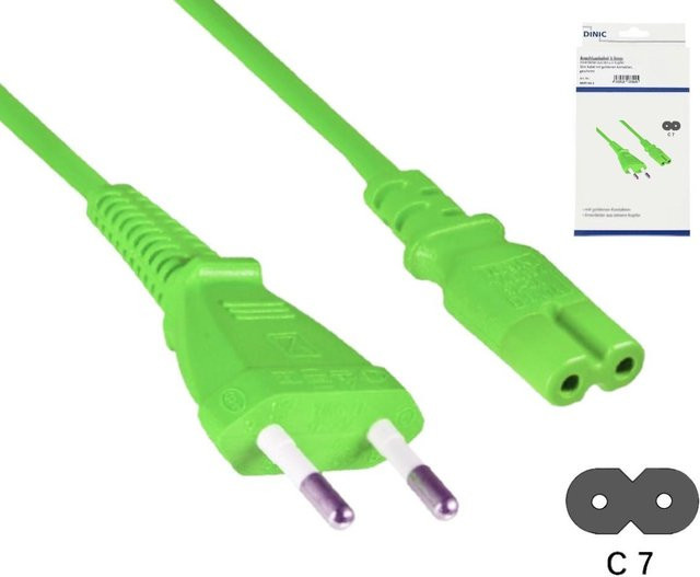 DINIC Netzkabel Eurostecker Typ C auf C7, 0,75mm², grün, Länge: 1,80 m - Bild 1