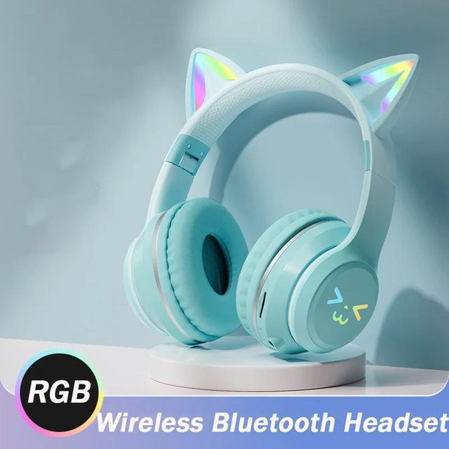 EONIX Bluetooth 5.1 Gaming Headset mit RGB Farblichtern und Mikrofon in Blau für Kinder und Mädchen - Bild 1