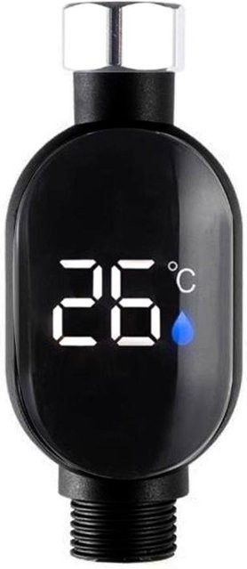 Cyprinoid Duschwasserthermometer mit intelligentem LED-Display und Touch-Steuerung in Schwarz - Bild 1