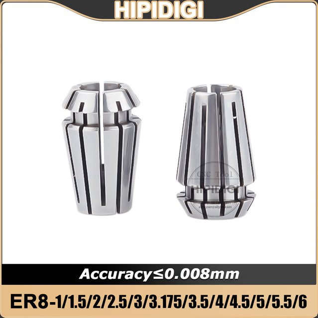 HIPIDIGI ER8 Spannzangenfutter Set mit 0,008 mm Genauigkeit in Silber für Fräser mit Spannzangen von 1 mm bis 6 mm - Bild 1