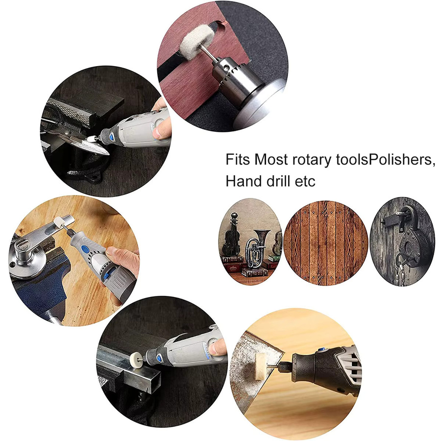 Hands DIY Wollfilz Schleifen und Polierscheiben Set mit 3mm Schaft für Dremel Bohrer, Weiß - Bild 3