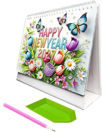 Diamond Art Schreibtischkalender-Set 2027 mit 12 Monatskalendern von Januar bis Dezember als DIY Bastelset in Multicolour für dein Heim oder Büro - Bild 1