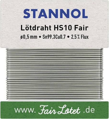 Stannol HS10Fair Bleifreies Lötzinn Sn99,3Cu0,7 ROM1 Silber, Durchmesser: 0,5 mm, 10 g - Bild 1