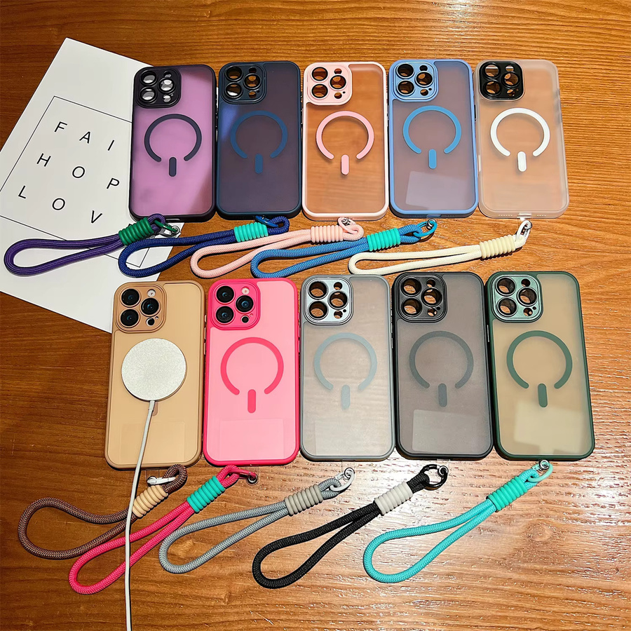 Transparente MagSafe Handyhülle mit Lanyard-Handgelenkschlaufe für iPhone 11 bis iPhone 17 Pro Max Plus, stoßfeste Schutzhülle in Transparent und Grün - Bild 3