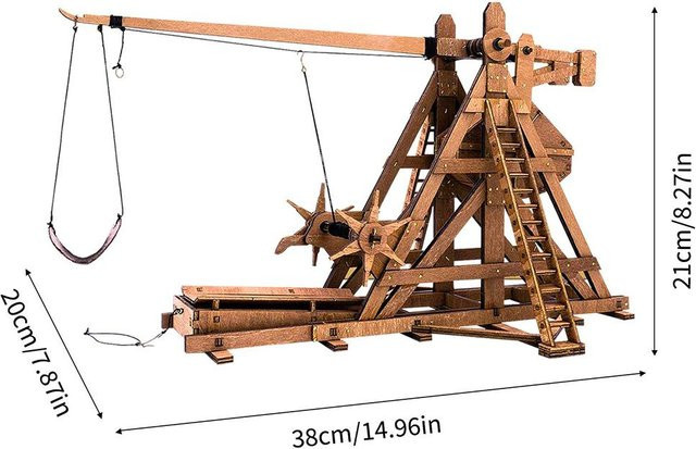 OUZEY DIY Trebuchet Modell, 3D Holzpuzzle, Antike Katapult Spielzeug - Bild 1