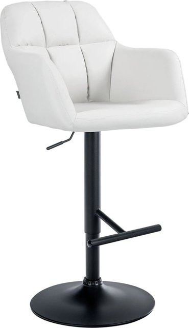 DELUKE Barhocker TUBEL höhenverstellbarer Barstuhl aus Kunstleder mit Lehne und 360 Grad Drehbarkeit, Weiß/Schwarz, B/T/H: 57 x 59 x 97 cm - Bild 1