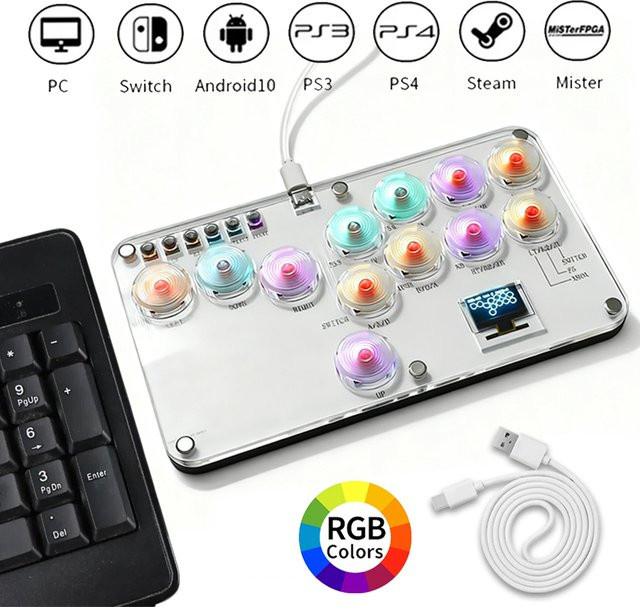 Ammtoo Arcade Joystick Hitbox Hebelloser Controller für PC, PS4, PS5 und Nintendo Switch in Weiß - Bild 1