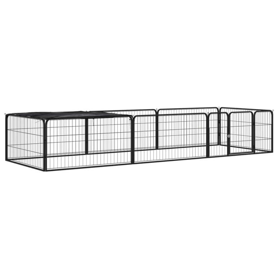vidaXL 8-teiliger Hundelaufstall aus pulverbeschichtetem Stahl in Schwarz B/H: 100 x 50 cm - Bild 2