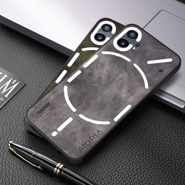 Luxus PU Leder Schutzhülle für Nothing Phone (1) und Nothing Phone (2a) in Grün und Grau - Bild 1