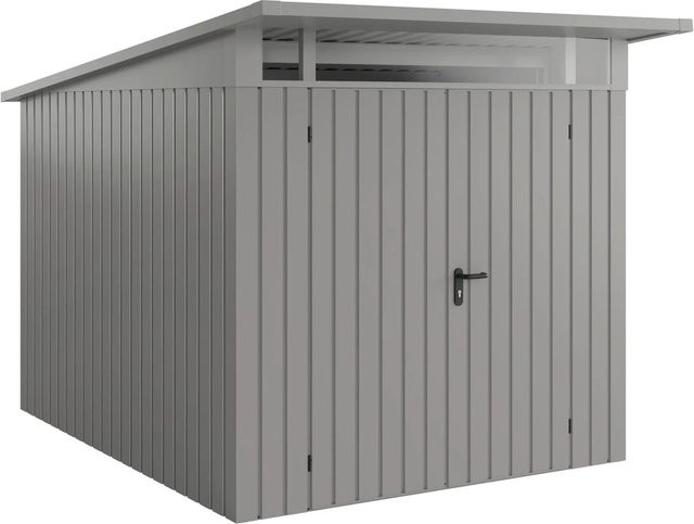 EcoStar Gerätehaus Euroline Pultdach in Graualuminium, 2-flg. mit Oberlicht aus Acrylglas, B: 310 cm, H: 229 cm - Bild 1