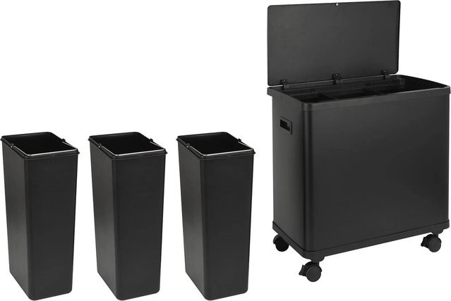 SVITA SR3X18 Sensor-Mülleimer mit 3 Fächern als Mülltrennsystem, Schwarz, 54L (3x18L) - Bild 1