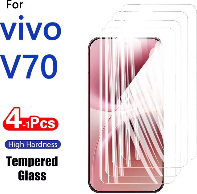 Displayschutzfolie aus gehärtetem Glas für Vivo V70, kratzfest und fingerabdruckresistent, transparente Vollabdeckung - Bild 1