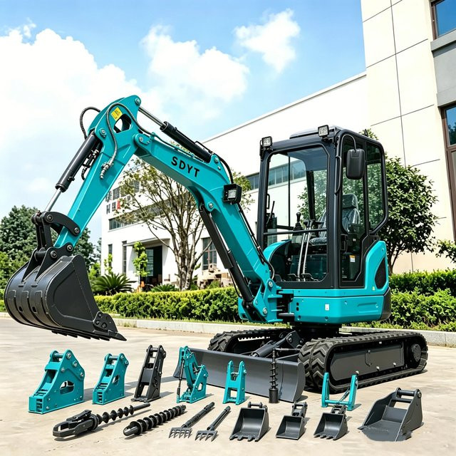 YITUI Mini-Bagger 3500kg mit Hydrauliklöffel und Anbaugeräten für Erdbewegungsprojekte - Bild 1