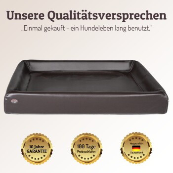 SABRO Hundebett KUDDE aus Kunstleder in Dunkelbraun mit abnehmbarem Bezug und orthopädischem Schaumstoff, B/T/H: 120 x 100 cm - Bild 2