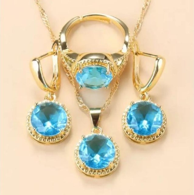 YIRAN Schmuckset, Kupfer, Gold, Zirkonia, Diamant, Kristall, Unisex - Bild 1