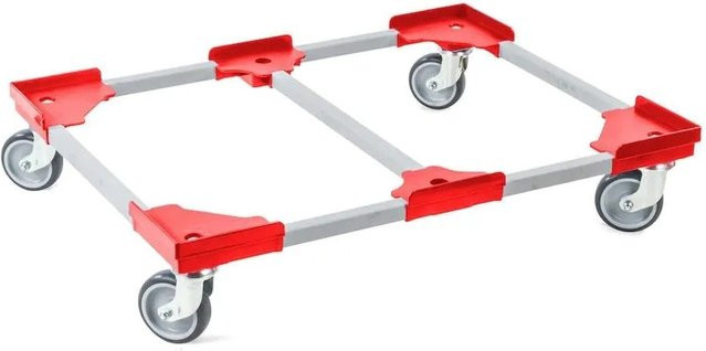 PROREGAL SparSet 12x Profi-Flex Transportroller für Euroboxen in Rot mit Gummirädern und 4 Lenkrollen, Traglast 300 kg, B/T: 80 x 60 cm - Bild 1