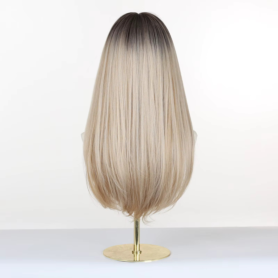 GEMMA Perücke, Ombre Blonde, synthetisch, lang, gerade, mit Pony, Damen - Bild 2