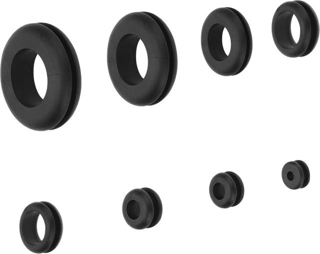 180 Stück Gummitüllen als Dichtungsring-Sortiment für Drähte, Stecker und Kabel von Painter in Schwarz - Bild 1