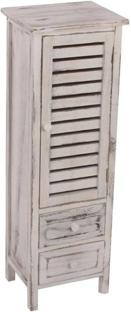 MCW Kommode Schrank aus Paulowniaholz im Shabby-Look, Weiß, B/T/H: 90 x 30 x 25 cm - Bild 2