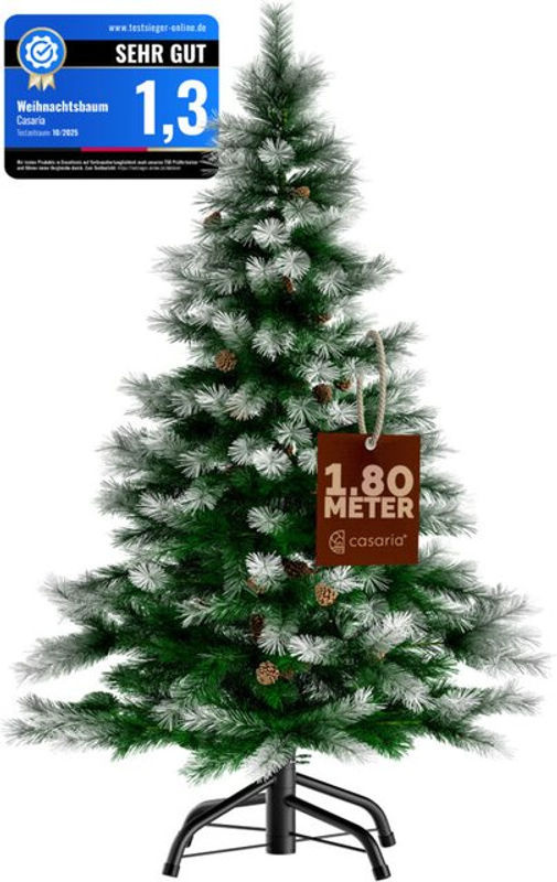 CASARIA Weihnachtsbaum künstlich mit Schnee-Optik in Grün und Weiß, Höhe: 180 cm, mit Metallständer - Bild 4