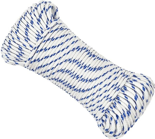 vidaXL Bootsseil aus Polypropylen in Weiß und Blau, 4 mm Durchmesser, 250 m Länge - Bild 1