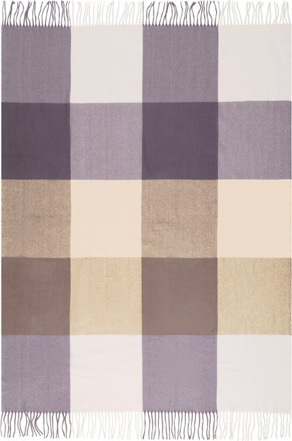 LIVARNO Wohndecke in Lila und Grau, B/B: 130 x 170 cm, flauschig mit Fransen - Bild 1